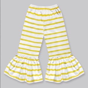 Girls Mustard Stripe Boho Ruffle Pants